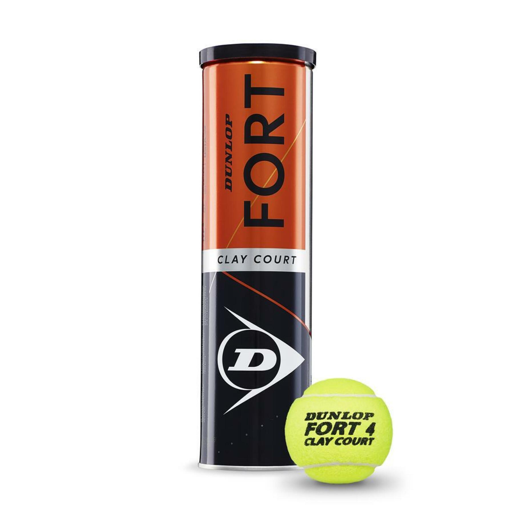 Set of 4 tennis balls Dunlop fort clay court 4tin