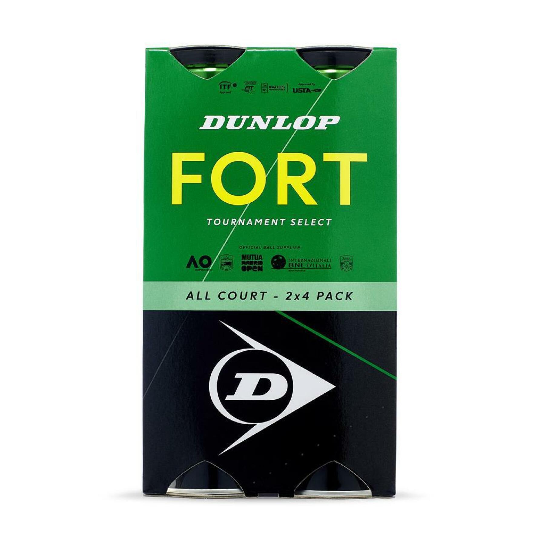 Set of 2 tubes of 4 tennis balls Dunlop fort all court