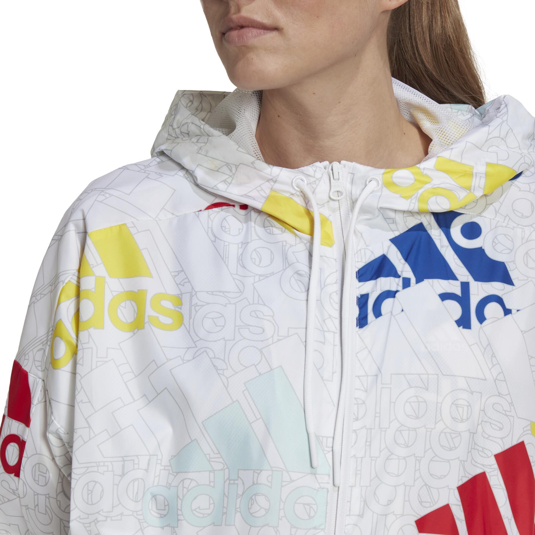 Women's waterproof jacket adidas Essentials Multi-Colored Logo