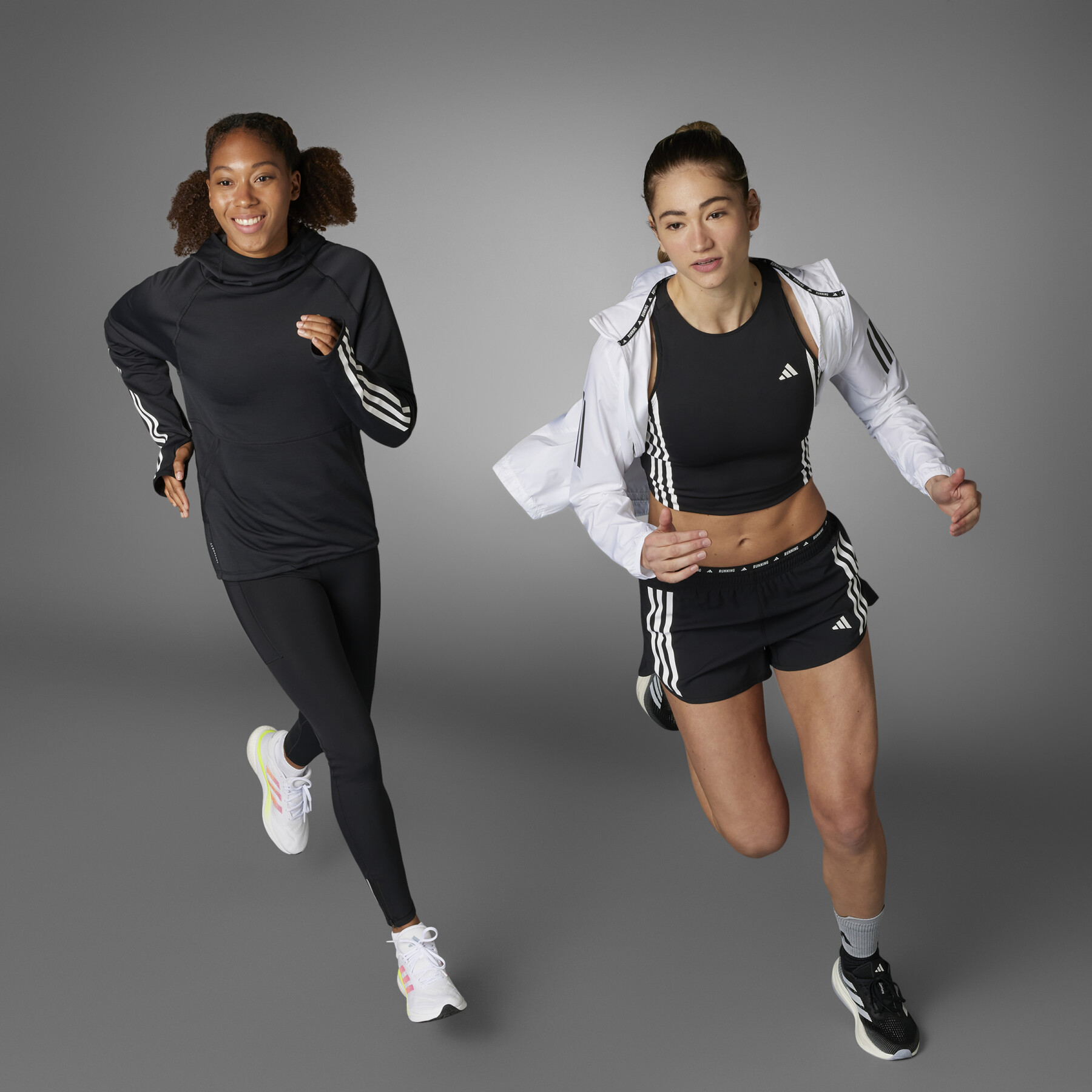 Women's hooded sweatshirt adidas Own the Run 3 Stripes