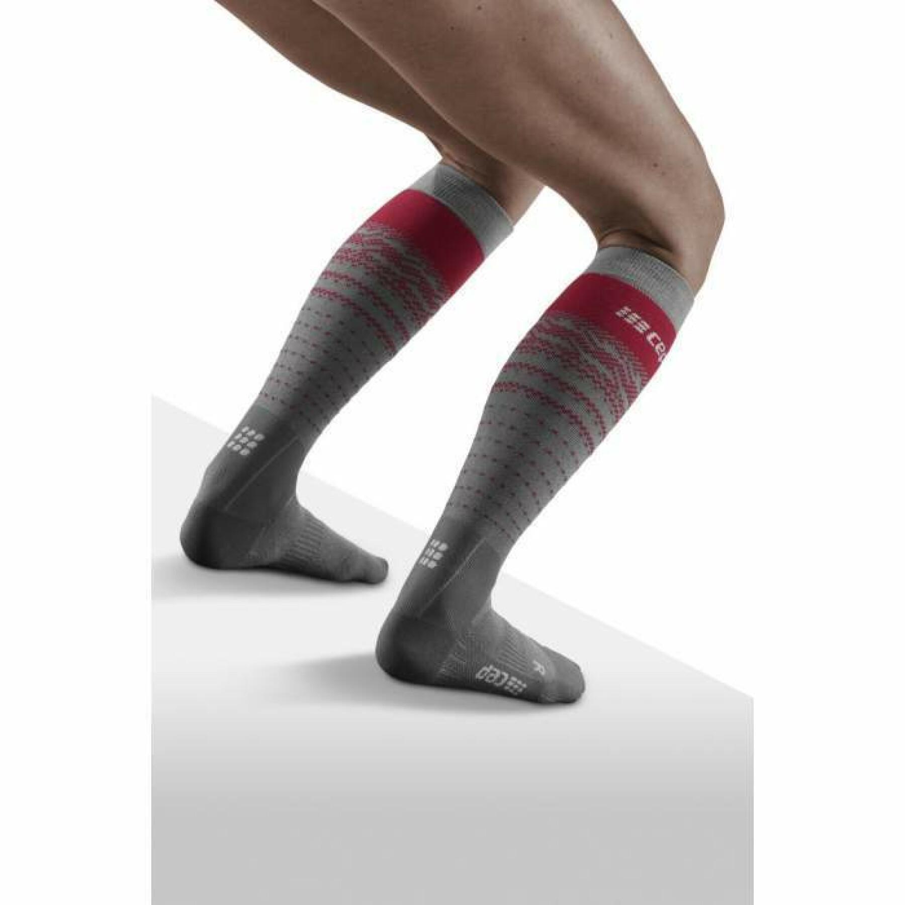 Women's merino thermal compression ski socks CEP Compression