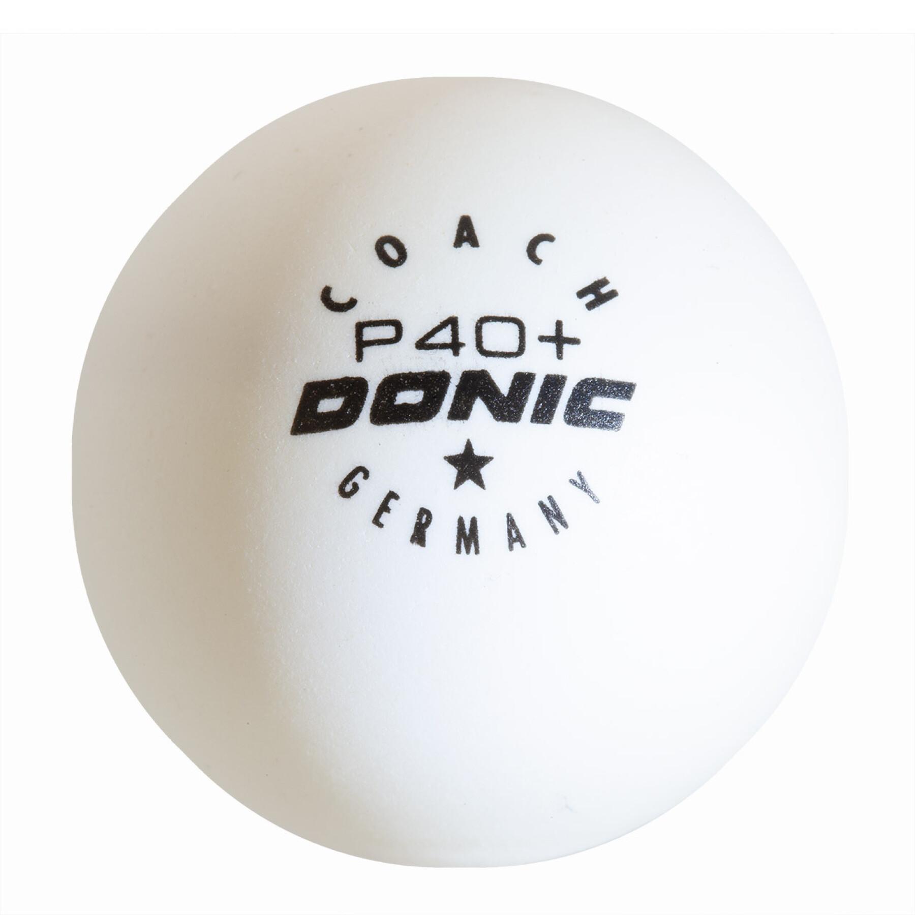 Pack of 6 table tennis balls Donic Coach P40+* (40 mm)
