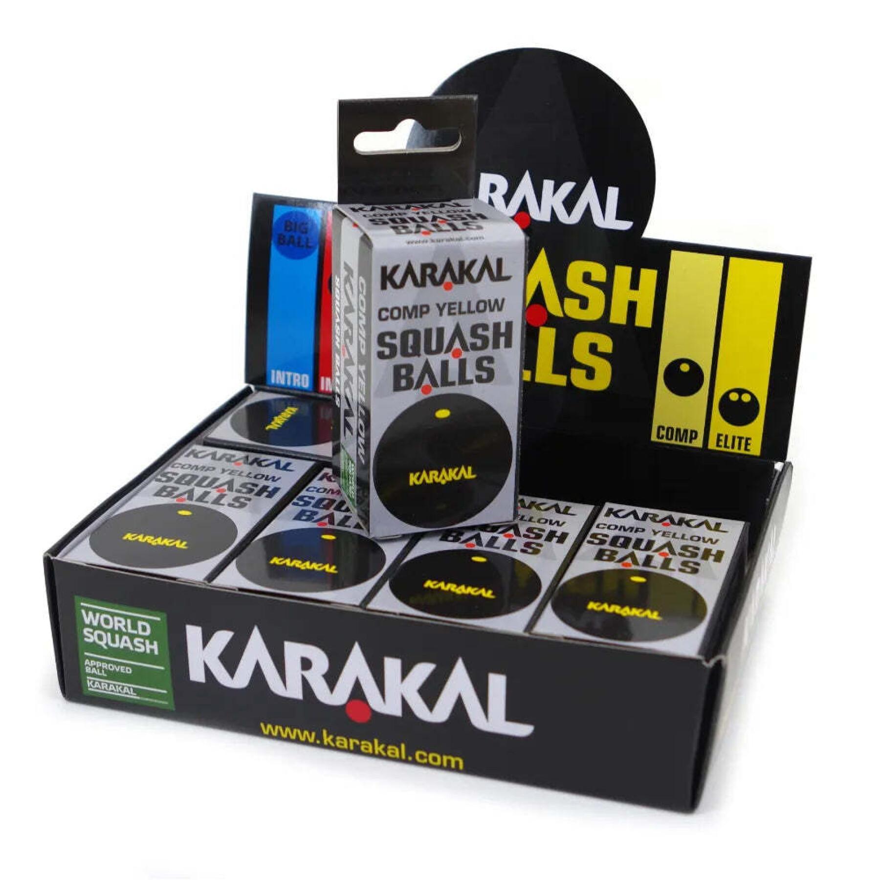 Set of 12 squash balls with point yellow Karakal