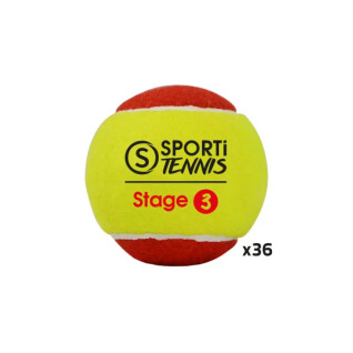 Bag of 36 tennis balls Sporti Stage 3