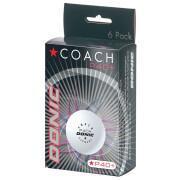 Pack of 6 table tennis balls Donic Coach P40+* (40 mm)